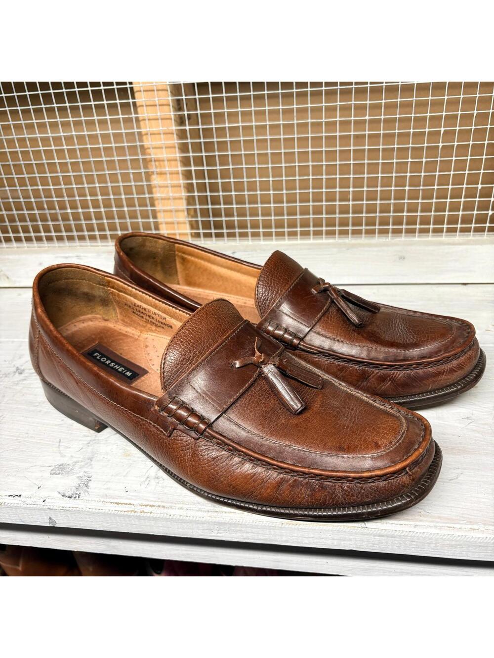 Florsheim Men's Loafers Size 11.5 D Brown Leather Tassel Made in Brazil
